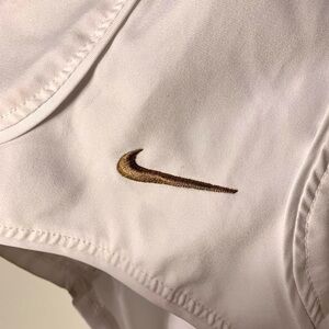 white Nike running shorts with elastic waist🤍